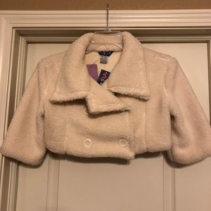 NWT Sweet T Cream faux fur short crop jacket coat